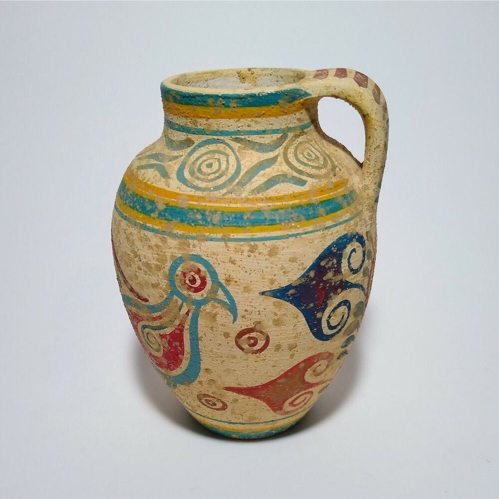 Rare Clay Pot Copy from Island of Kreta 1500 B.C. No 334 Greece Pottery
